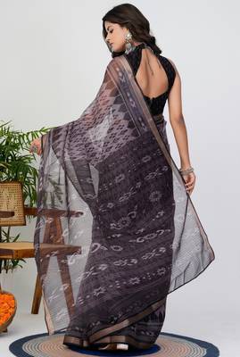 women's ikkat print kota doria saree -purple 2