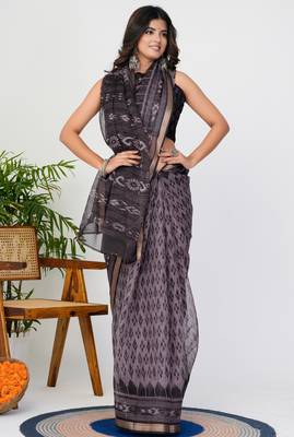 women's ikkat print kota doria saree -purple 5