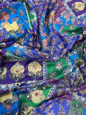 Multicolor chinon silk blendsaree with mirror work 4