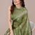 women's batik print chiffon saree -green