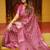 women's floral print cotton silk saree -pink