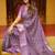 women's floral print cotton silk saree -lavender