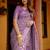 women's floral print cotton silk saree -lavender