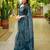 women's madhubani print cotton blend saree -teal
