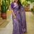 women's madhubani print cotton blend saree -purple