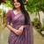 women's madhubani print cotton blend saree -magenta