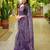 women's madhubani print cotton blend saree -purple