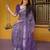 women's madhubani print cotton blend saree -purple