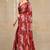 women's floral print chiffon saree -red