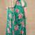 women's floral print chiffon saree -green