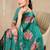 women's floral print chiffon saree -green