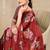 women's floral print chiffon saree -red