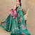 women's floral print chiffon saree -green
