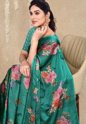 women's floral print chiffon saree -yellow 5