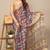 women's floral print chiffon saree -grey
