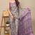 women's floral print chiffon saree -grey
