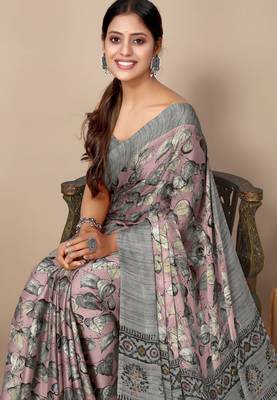 women's floral print chiffon saree -green 5