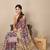 women's floral print chiffon saree -grey