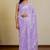 women's floral print chiffon saree -purple