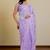 women's floral print chiffon saree -purple