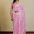 women's floral print chiffon saree -pink