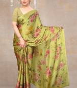 women's floral print chiffon saree -pink