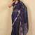 women's floral print chiffon saree -purple