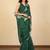 women's floral print chiffon saree -green