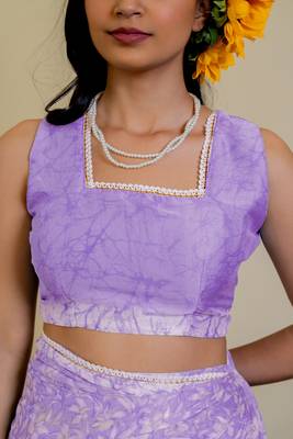 women's floral print chiffon saree -purple 4