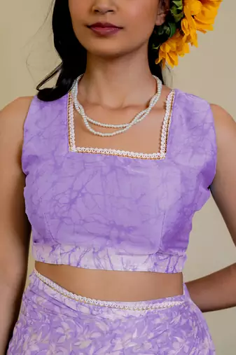 women's floral print chiffon saree -purple