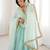 Sky Blue Color Lace Work In Neck Work Faux Georgette Gown Set