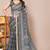 women's block print kota doria saree -grey