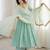 Sky Blue Color Lace Work In Neck Work Faux Georgette Gown Set