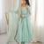 Sky Blue Color Lace Work In Neck Work Faux Georgette Gown Set