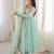 Sky Blue Color Lace Work In Neck Work Faux Georgette Gown Set