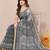 women's block print kota doria saree -grey