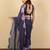 women's floral print chiffon saree -purple