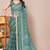 women's block print kota doria saree -teal