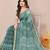 women's block print kota doria saree -teal