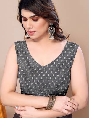 women's block print kota doria saree -grey 5