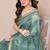 women's block print kota doria saree -teal