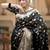 Black zari woven silk saree elegant banarasi style wedding wear with blouse