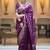 Wine zari woven silk saree elegant banarasi style wedding wear with blouse