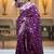 Wine zari woven silk saree elegant banarasi style wedding wear with blouse