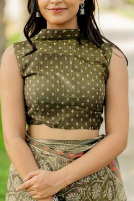 women's floral print kota doria saree -green 5