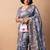 women's floral print cotton silk saree -purple