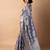 women's floral print cotton silk saree -purple