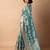 women's floral print cotton silk saree -teal