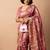 women's floral print cotton silk saree -coral