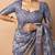 women's floral print cotton silk saree -purple